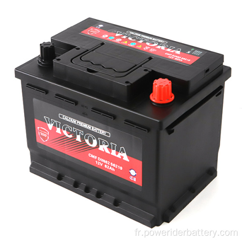 12V 62AH DIN62 56219 Batterie de démarrage de voiture au plomb-acidité